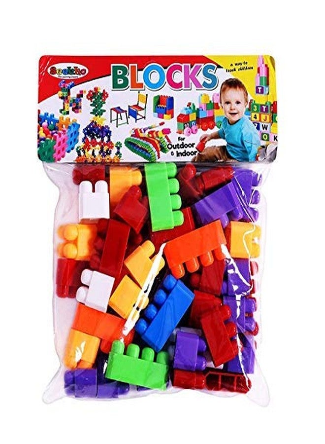 STLYZ My First Builder Blocks Plastic Creative Learning Educational Blocks, Also Known as Learning & Play Toy Set for Kids of + 3 Year’s (Multi Color) in a Transparent Bag - Image 1
